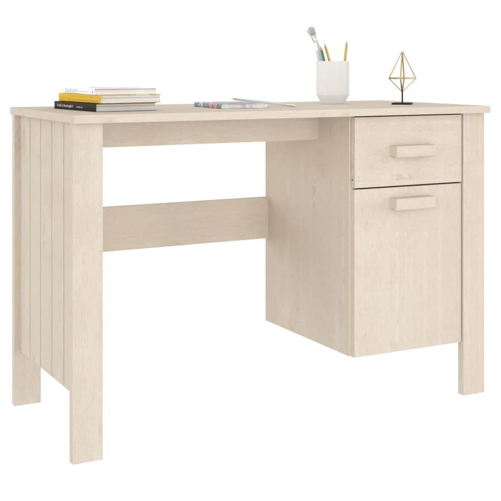 vidaXL Desk HAMAR Honey Brown 113x50x75 cm Solid Wood Pine