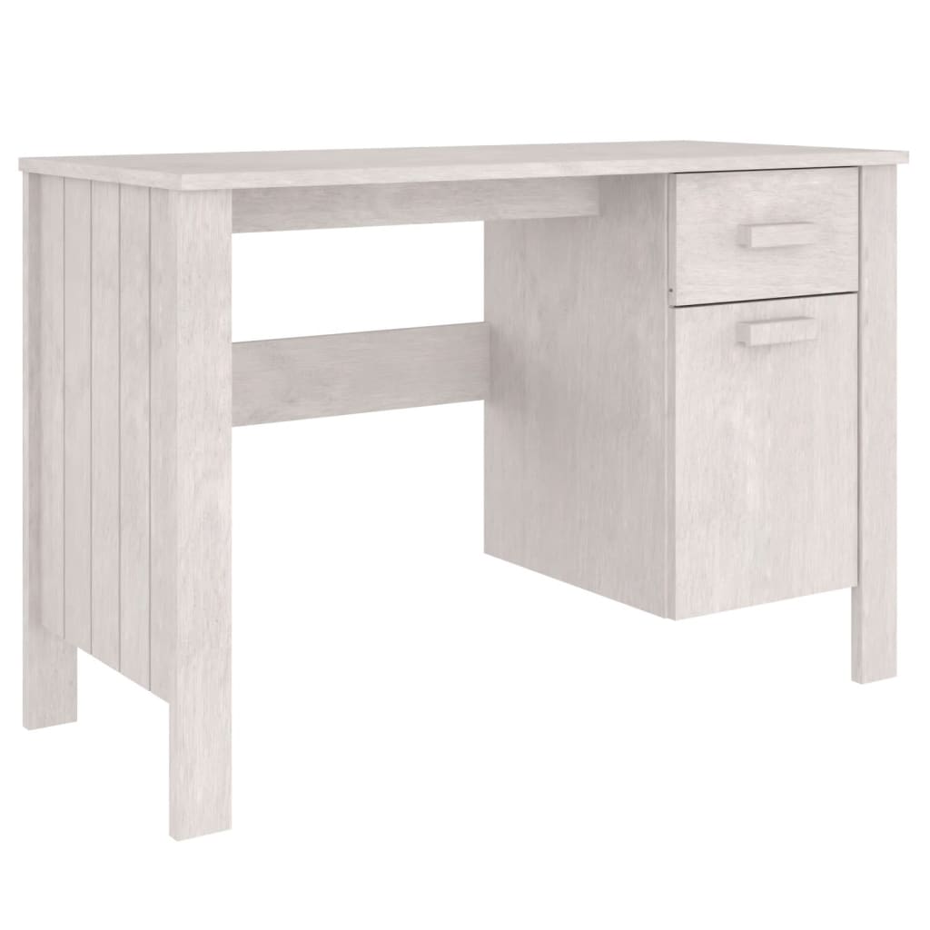 vidaXL Desk HAMAR White 113x50x75 cm Solid Wood Pine