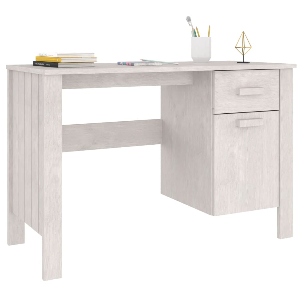 vidaXL Desk HAMAR White 113x50x75 cm Solid Wood Pine