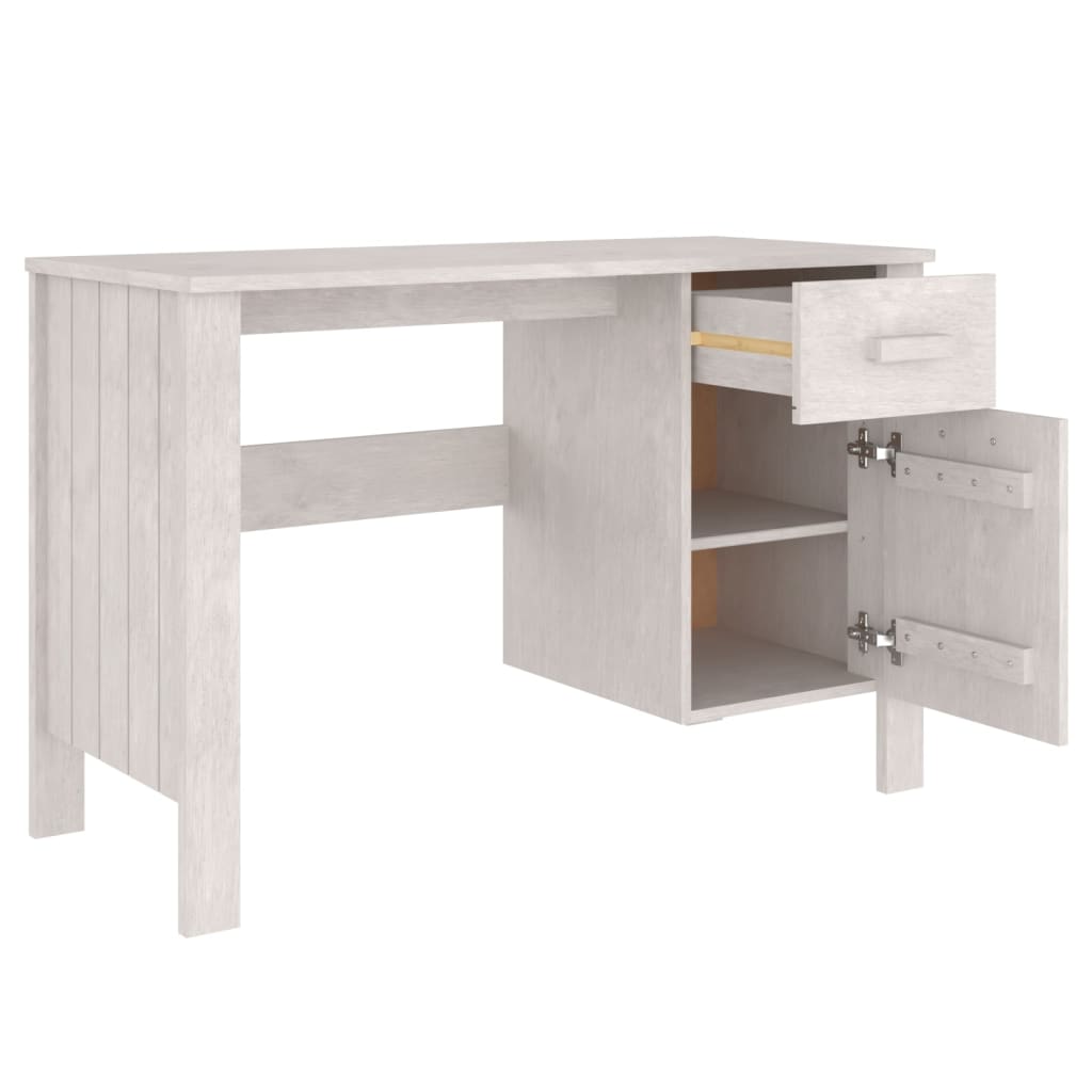 vidaXL Desk HAMAR White 113x50x75 cm Solid Wood Pine