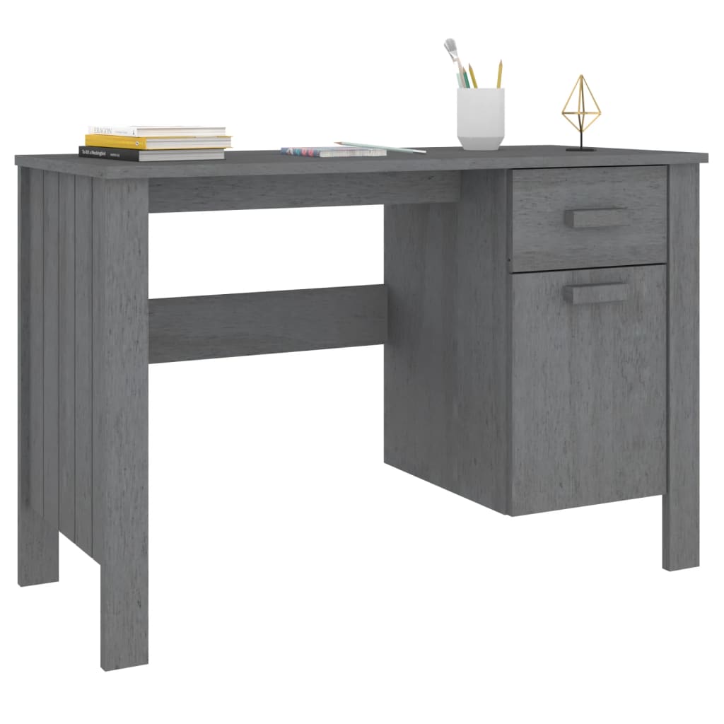 vidaXL Desk HAMAR Dark Grey 113x50x75 cm Solid Wood Pine