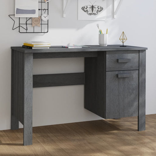 Bureau HAMAR Gris Foncé 113x50x75 cm Bois Massif Pin