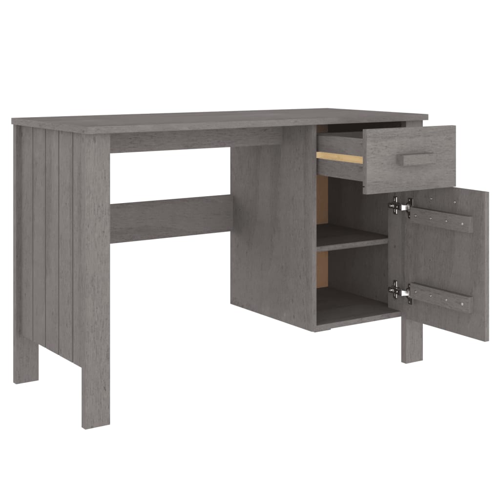 vidaXL Desk HAMAR Light Grey 113x50x75 cm Solid Wood Pine