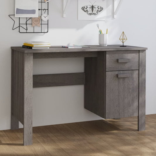 vidaXL Desk HAMAR Light Grey 113x50x75 cm Solid Wood Pine