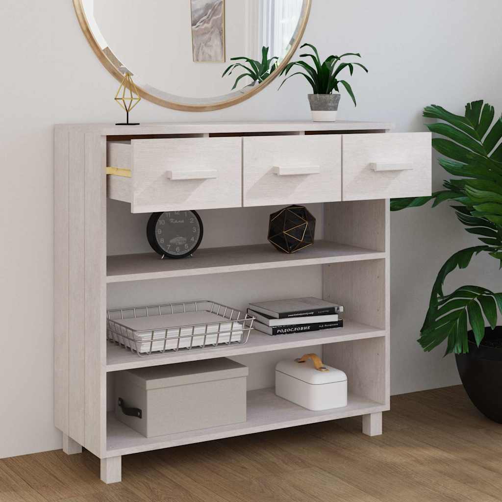 Console Table "HAMAR" White 90x35x90 cm Solid Wood Pine