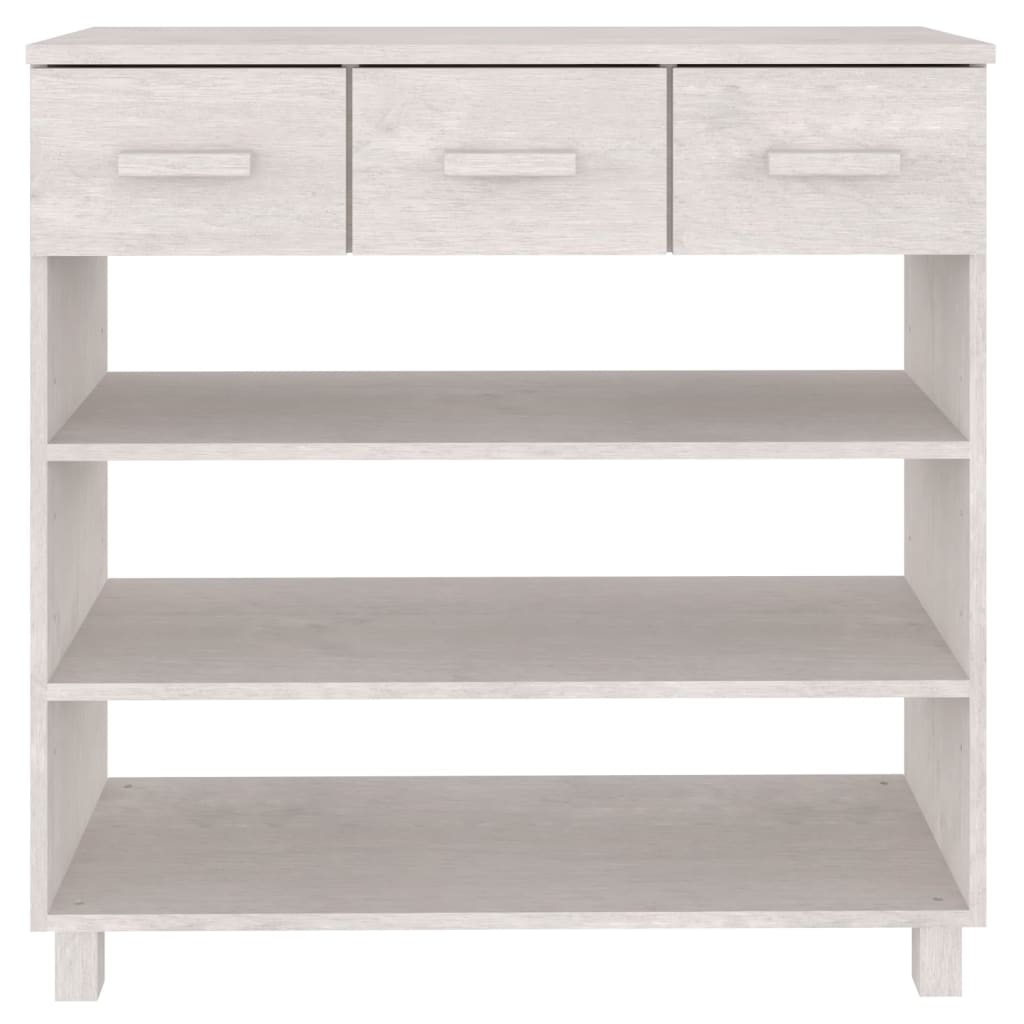 Table Console HAMAR Blanc 90x35x90 cm Bois Massif Pin