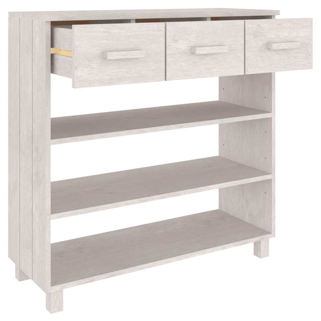 Table Console HAMAR Blanc 90x35x90 cm Bois Massif Pin