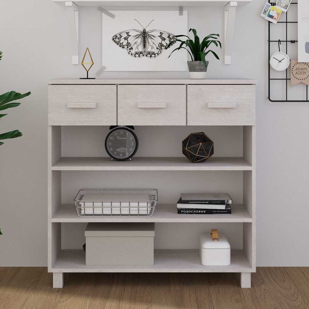 Console Table "HAMAR" White 90x35x90 cm Solid Wood Pine