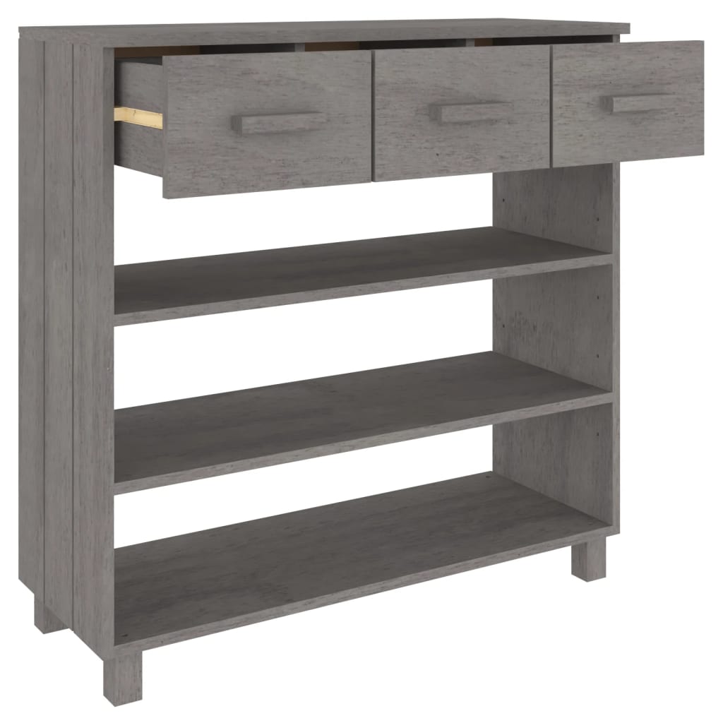 Table Console HAMAR Gris Clair 90x35x90 cm Bois Massif Pin