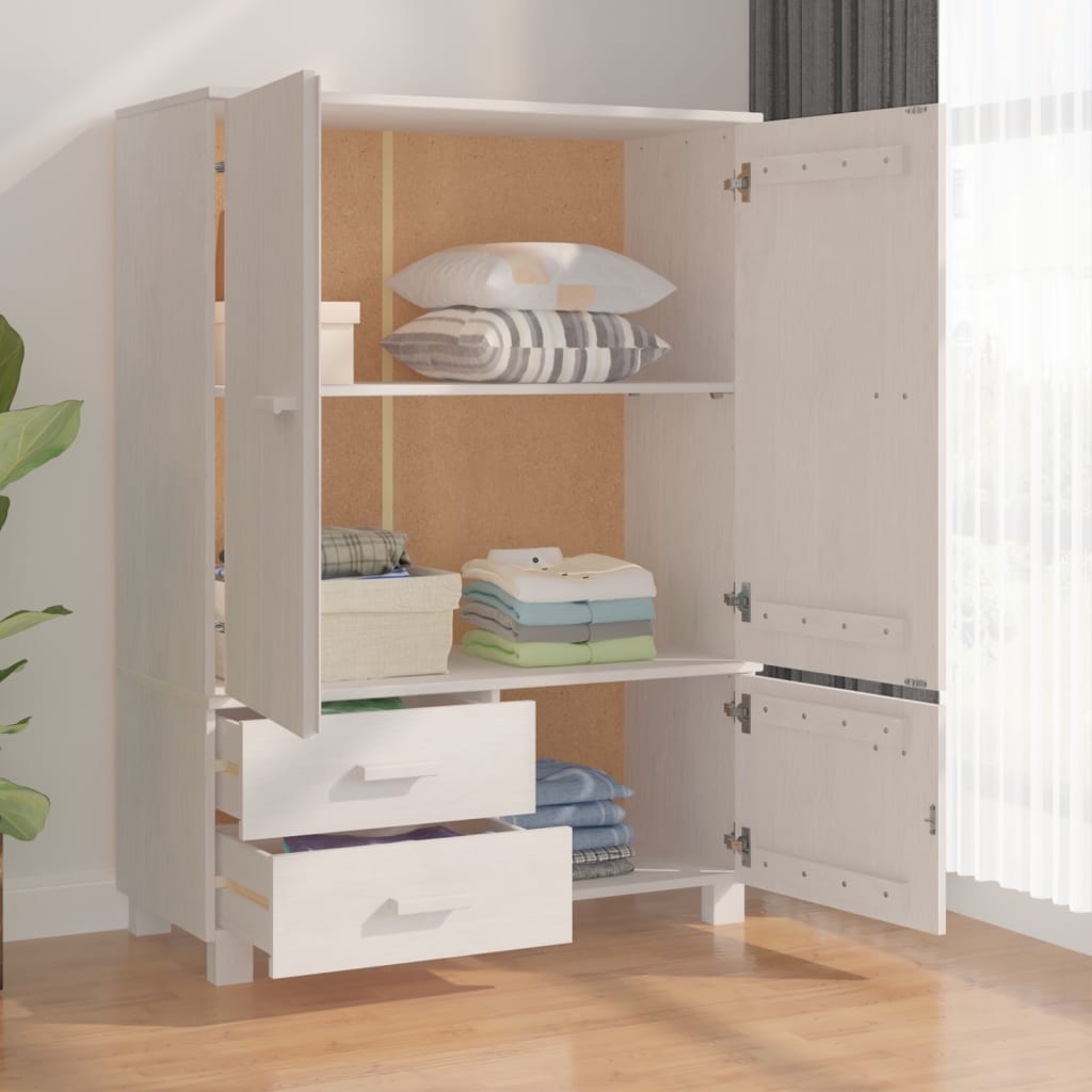 vidaXL Wardrobe HAMAR White 99x45x137 cm Solid Wood Pine