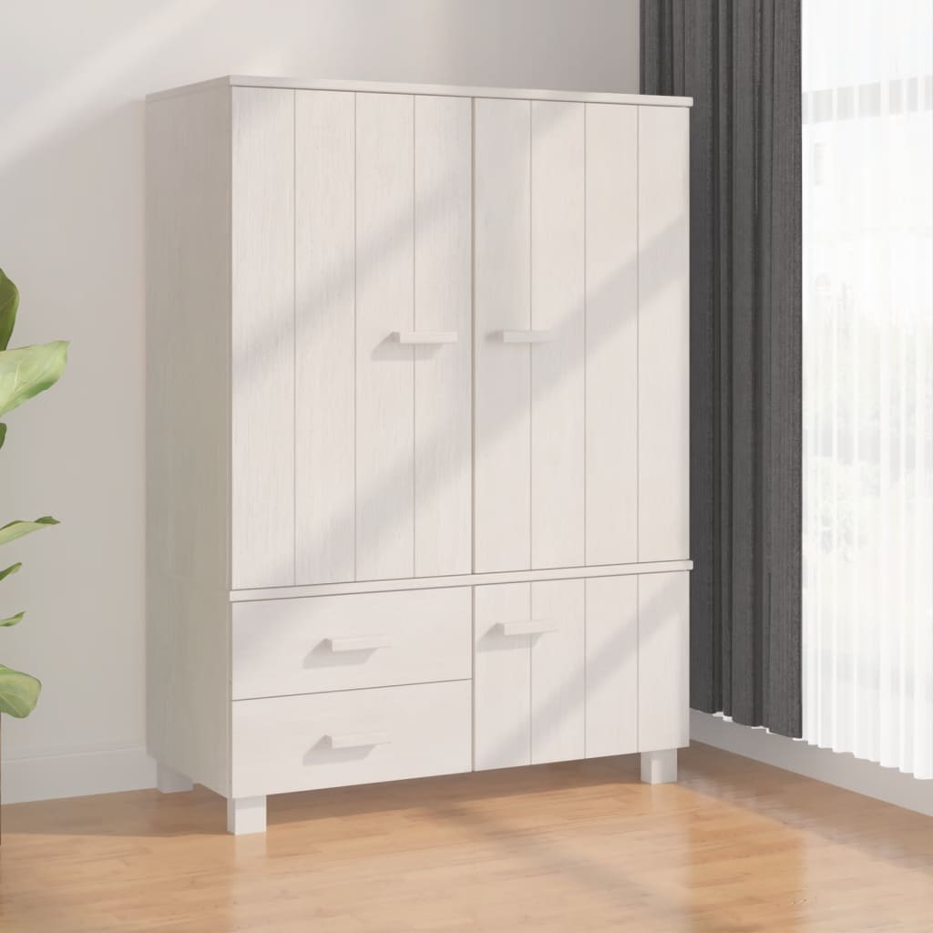 vidaXL Wardrobe HAMAR White 99x45x137 cm Solid Wood Pine