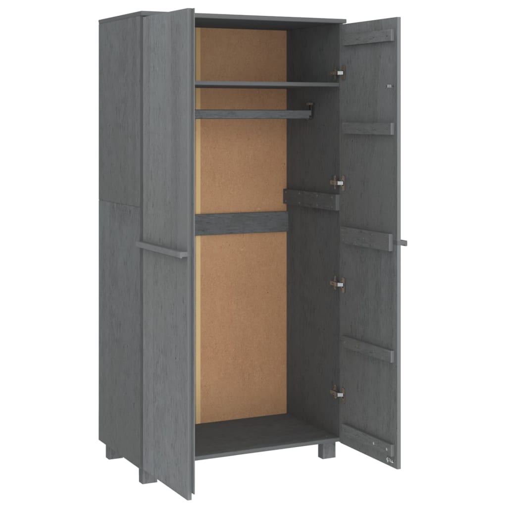 vidaXL Wardrobe HAMAR Dark Grey 89x50x180 cm Solid Wood Pine