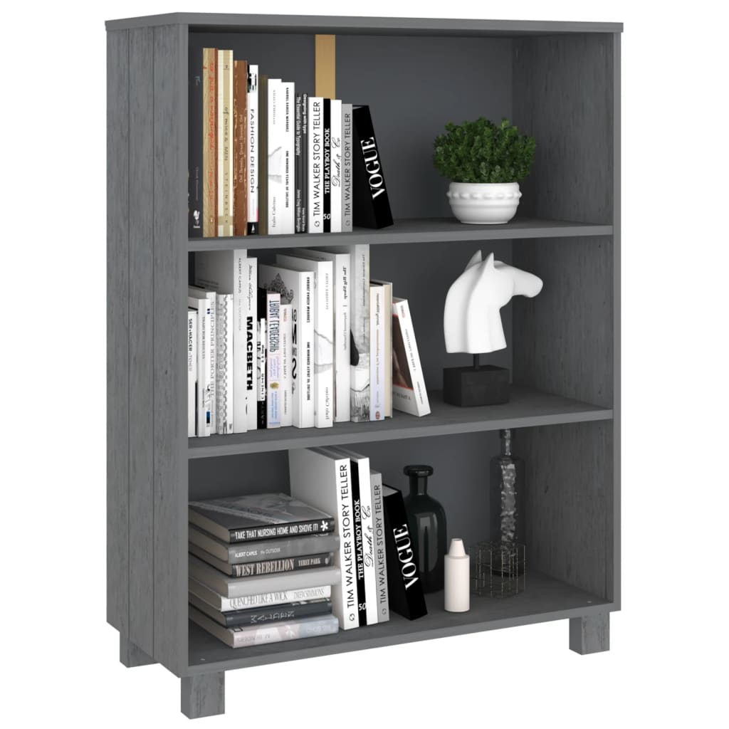 vidaXL Book Cabinet HAMAR Dark Grey 85x35x112 cm Solid Wood Pine