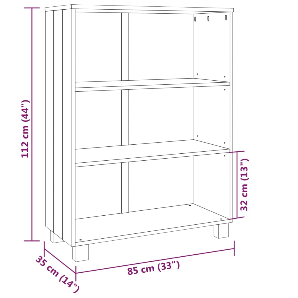 vidaXL Book Cabinet HAMAR Dark Grey 85x35x112 cm Solid Wood Pine