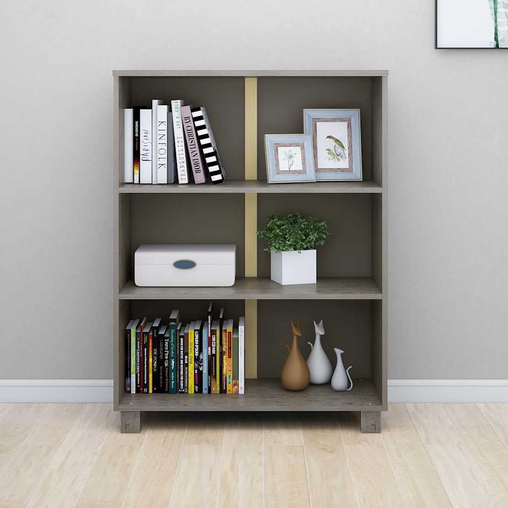 Book Cabinet "HAMAR" Light Grey 85x35x112 cm Solid Wood Pine