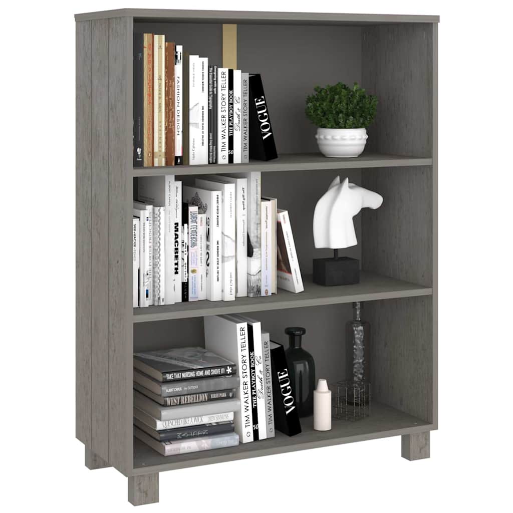 Book Cabinet "HAMAR" Light Grey 85x35x112 cm Solid Wood Pine