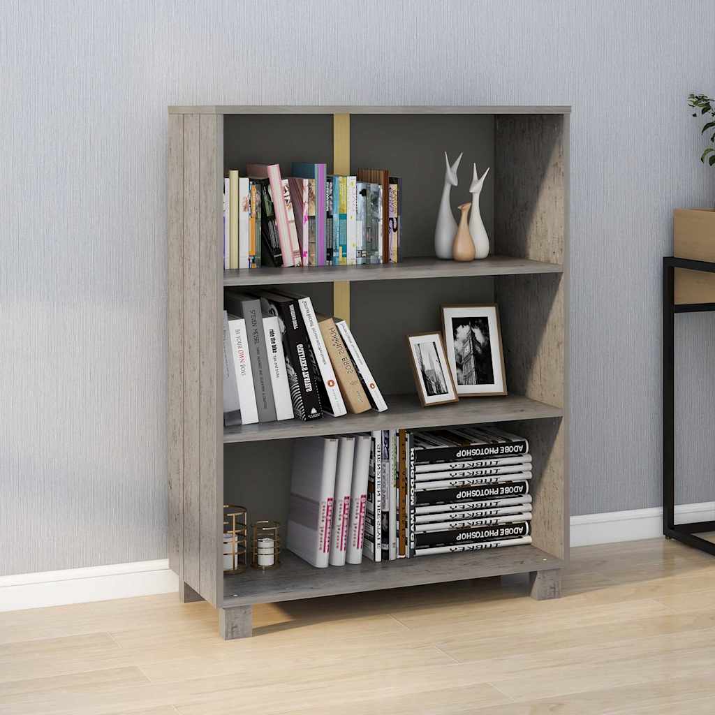 Book Cabinet "HAMAR" Light Grey 85x35x112 cm Solid Wood Pine