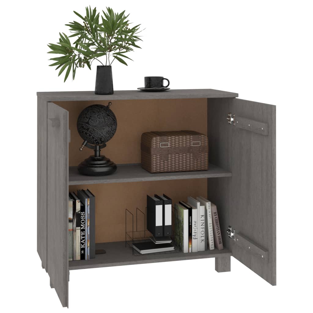 Buffet HAMAR Gris Clair 85x35x80 cm Bois Massif Pin