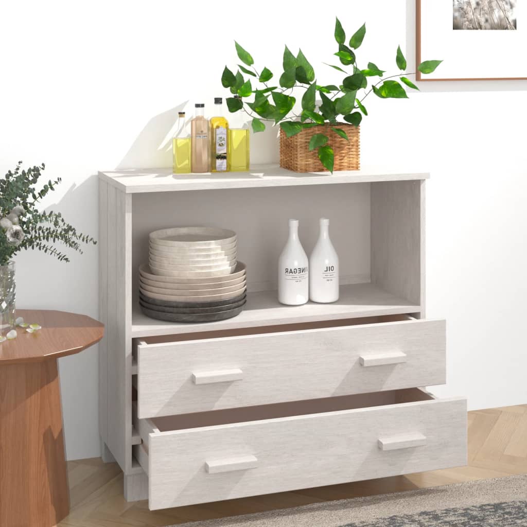 Buffet HAMAR Blanc 85x35x80 cm Bois Massif Pin