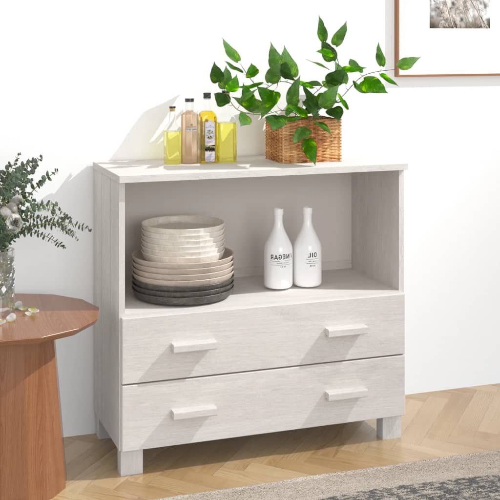 Buffet HAMAR Blanc 85x35x80 cm Bois Massif Pin