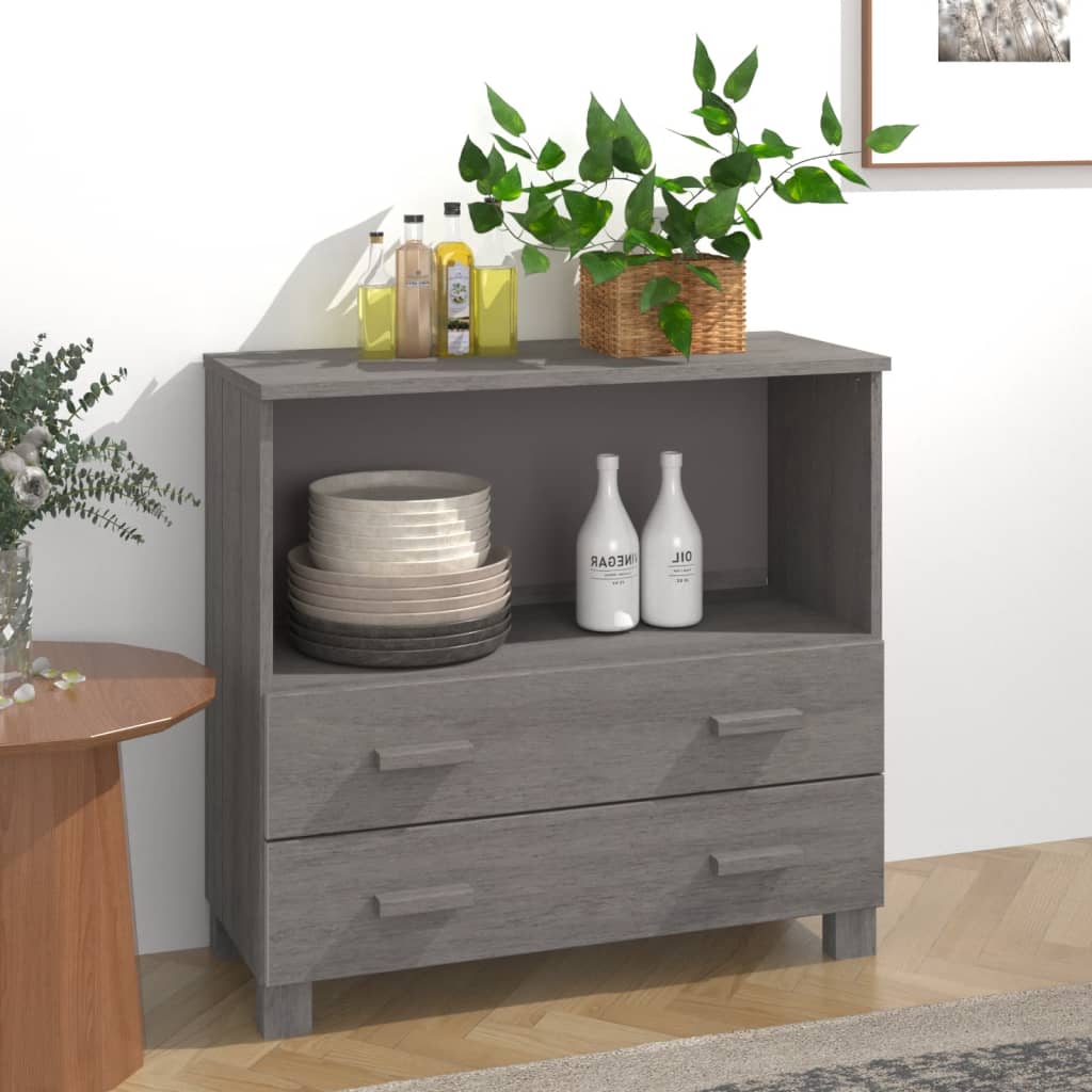 vidaXL Sideboard HAMAR Light Grey 85x35x80 cm Solid Wood Pine