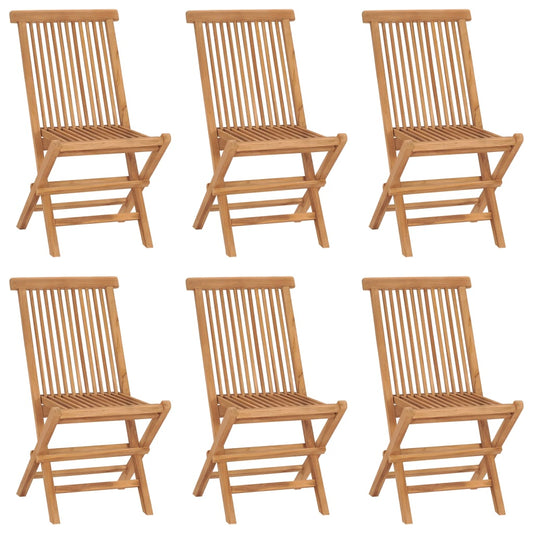 Folding Garden Chairs 6 pcs Solid Teak Wood