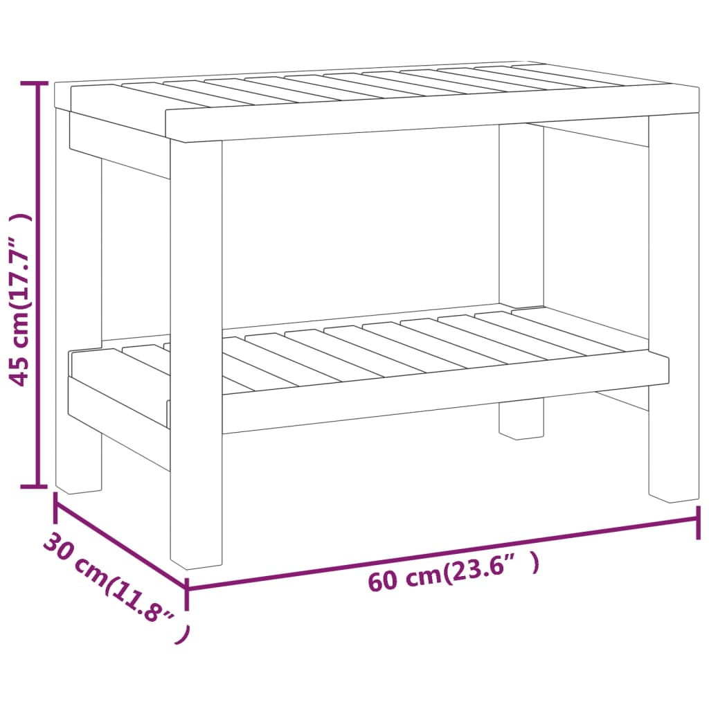 vidaXL Bathroom Side Table 60x30x45 cm Solid Wood Teak