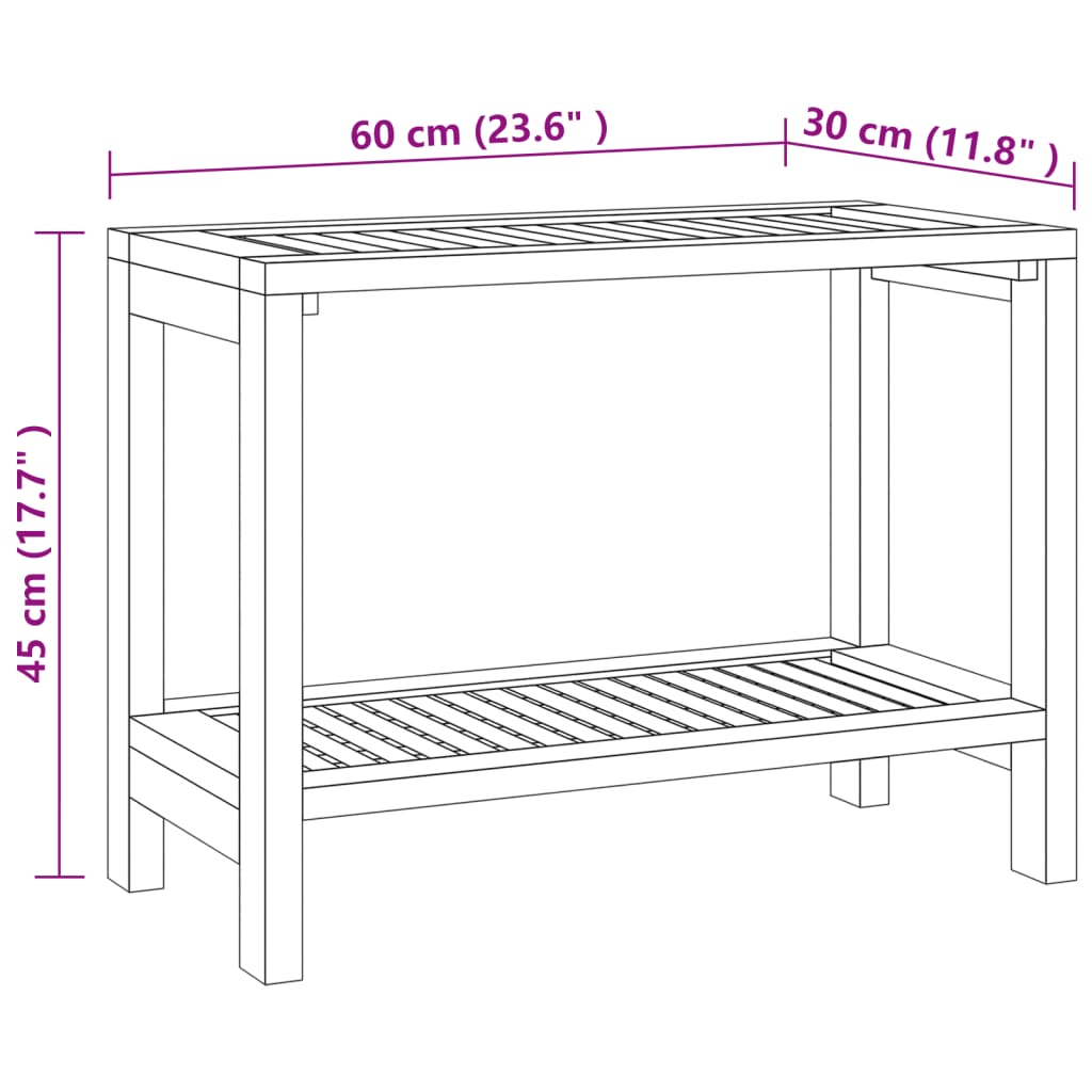 vidaXL Bathroom Side Table 60x30x45 cm Solid Wood Teak