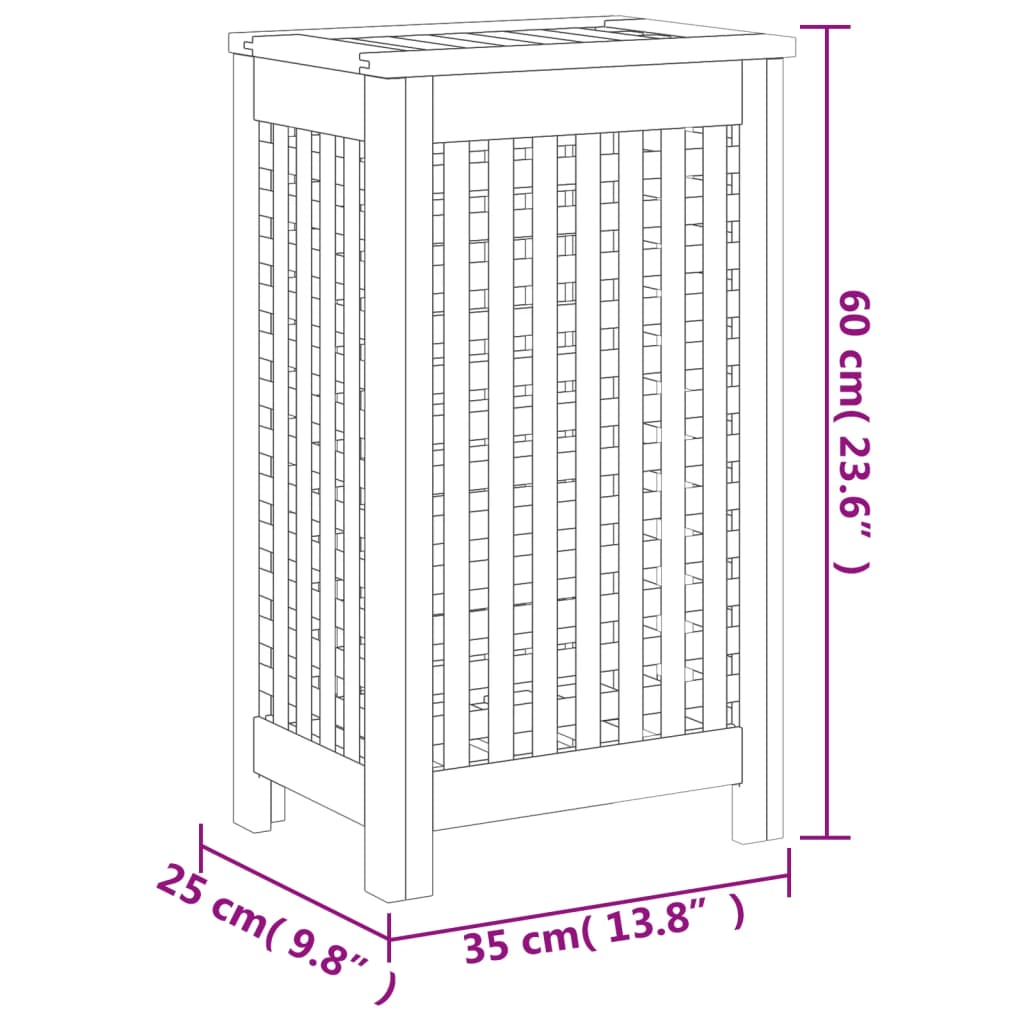 vidaXL Wash Bin 35x25x60 cm Solid Wood Teak