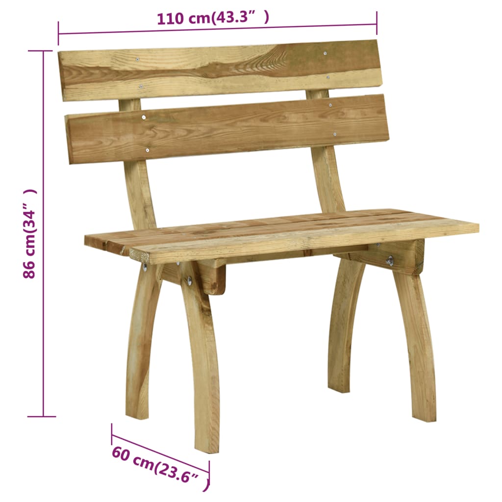 vidaXL Garden Bench 110 cm Impregnated Pinewood