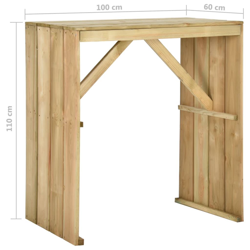 vidaXL Bar Table 100x60x110 cm Impregnated Pinewood