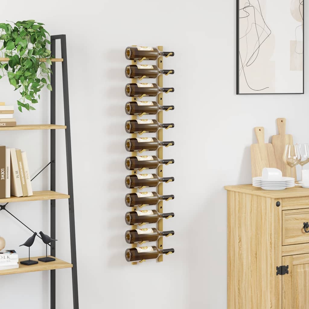 Wall Mounted Wine Rack for 12 Bottles Gold Iron