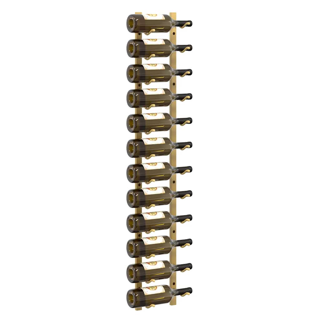 Wall Mounted Wine Rack for 12 Bottles 2 pcs Gold Iron