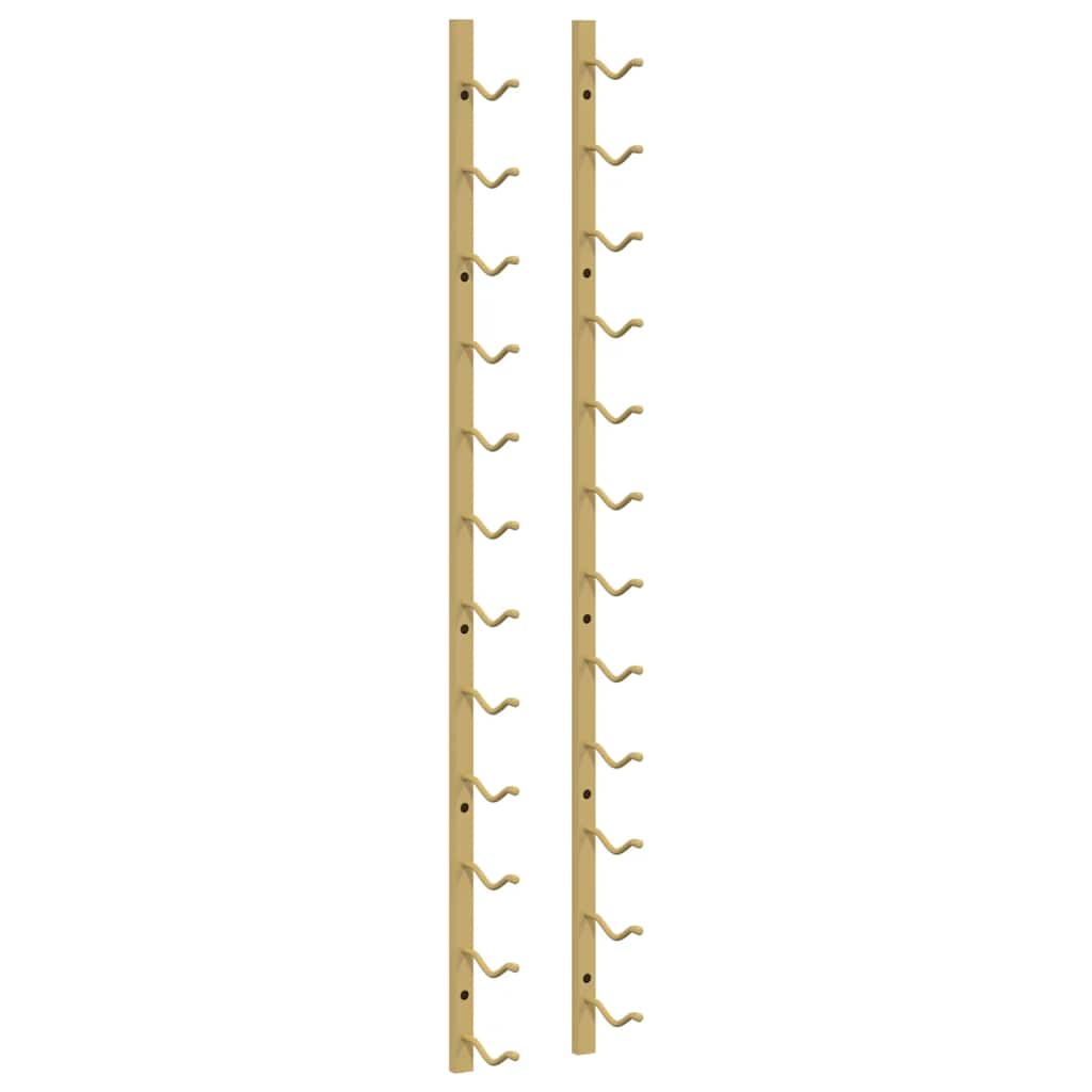 Wall Mounted Wine Rack for 12 Bottles 2 pcs Gold Iron