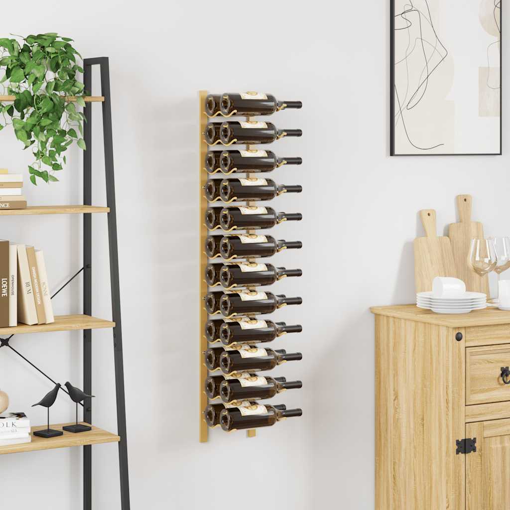 Wall Mounted Wine Rack for 24 Bottles Gold Iron