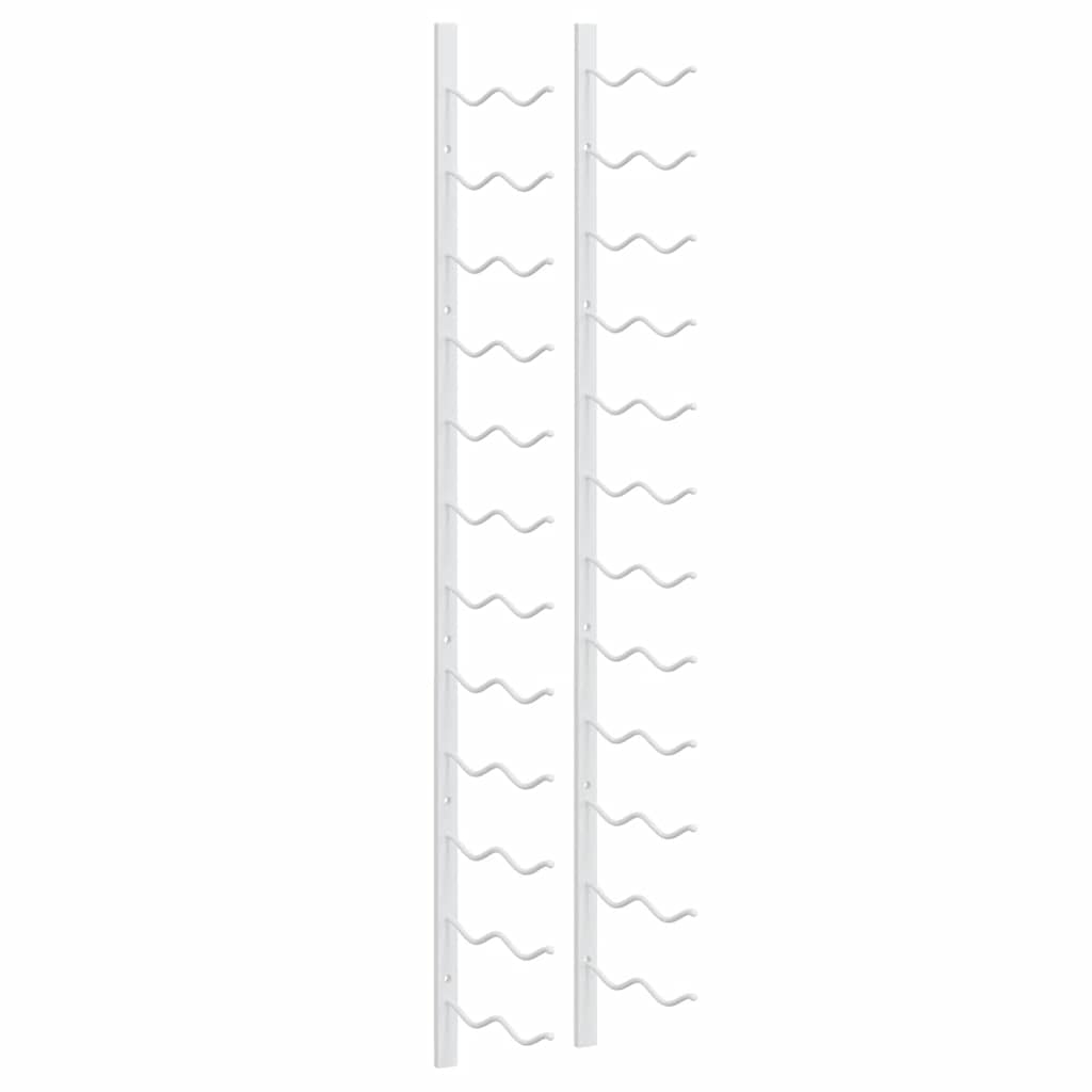 Wall Mounted Wine Rack for 24 Bottles 2 pcs White Iron
