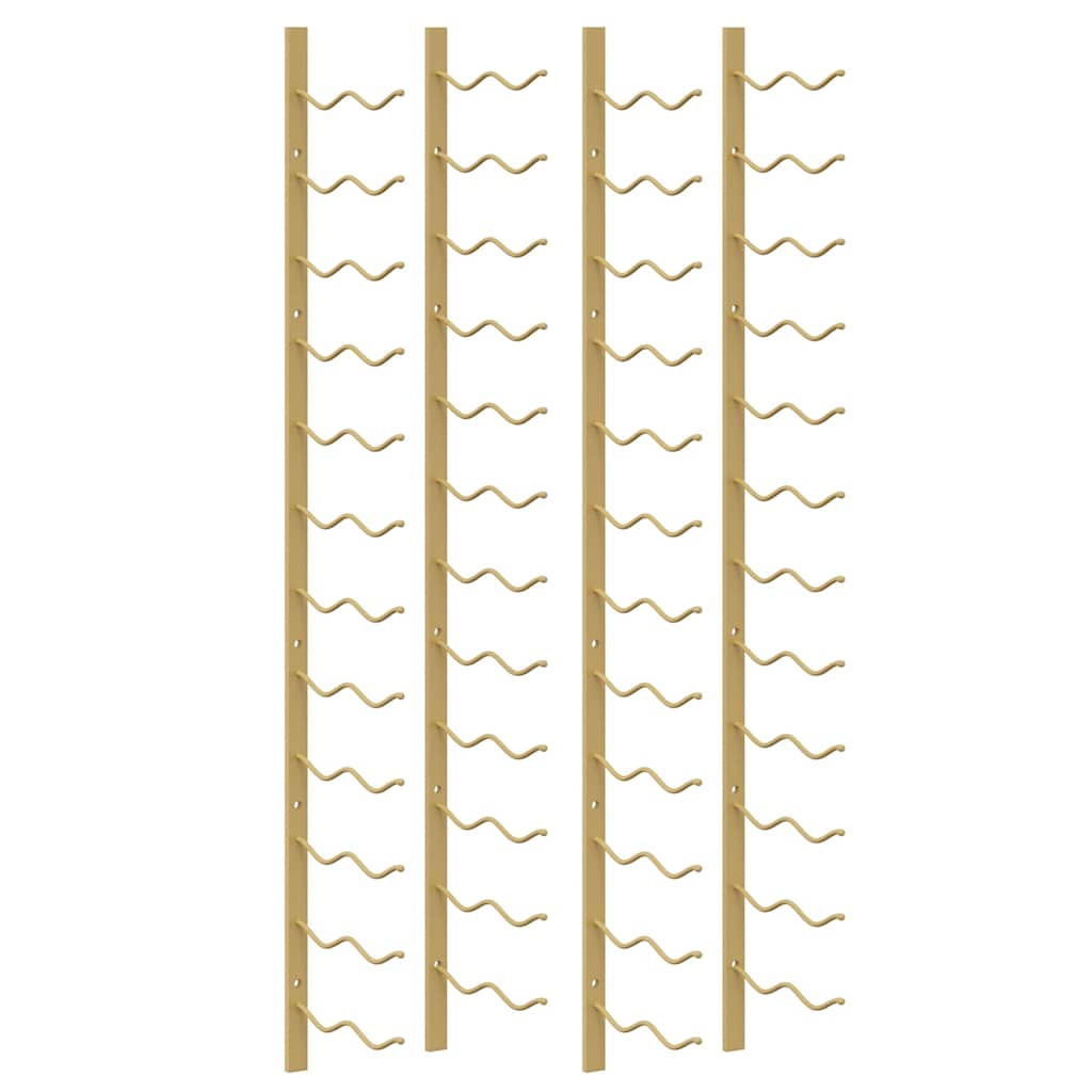 Wall Mounted Wine Rack for 24 Bottles 2 pcs Gold Iron