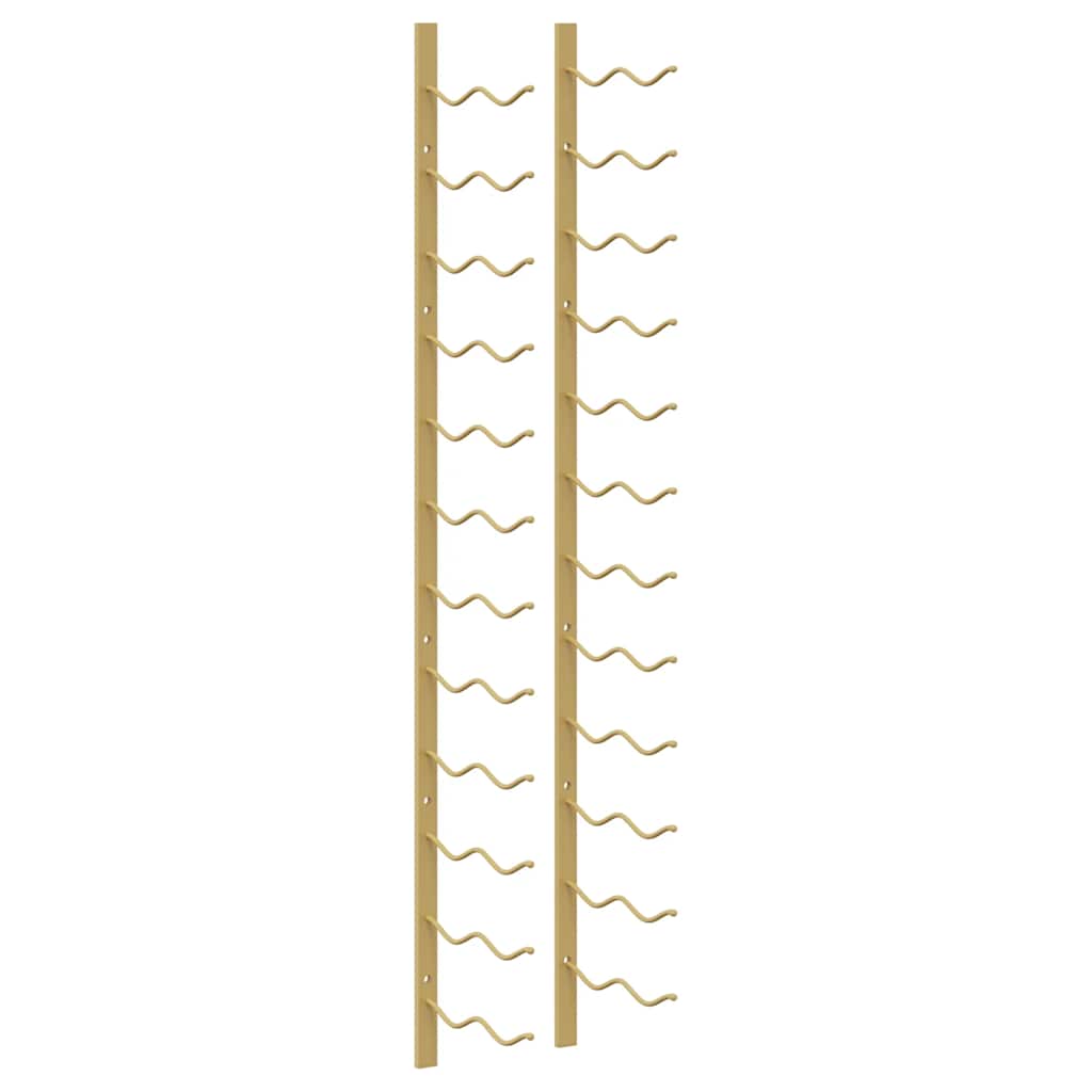 Wall Mounted Wine Rack for 24 Bottles 2 pcs Gold Iron