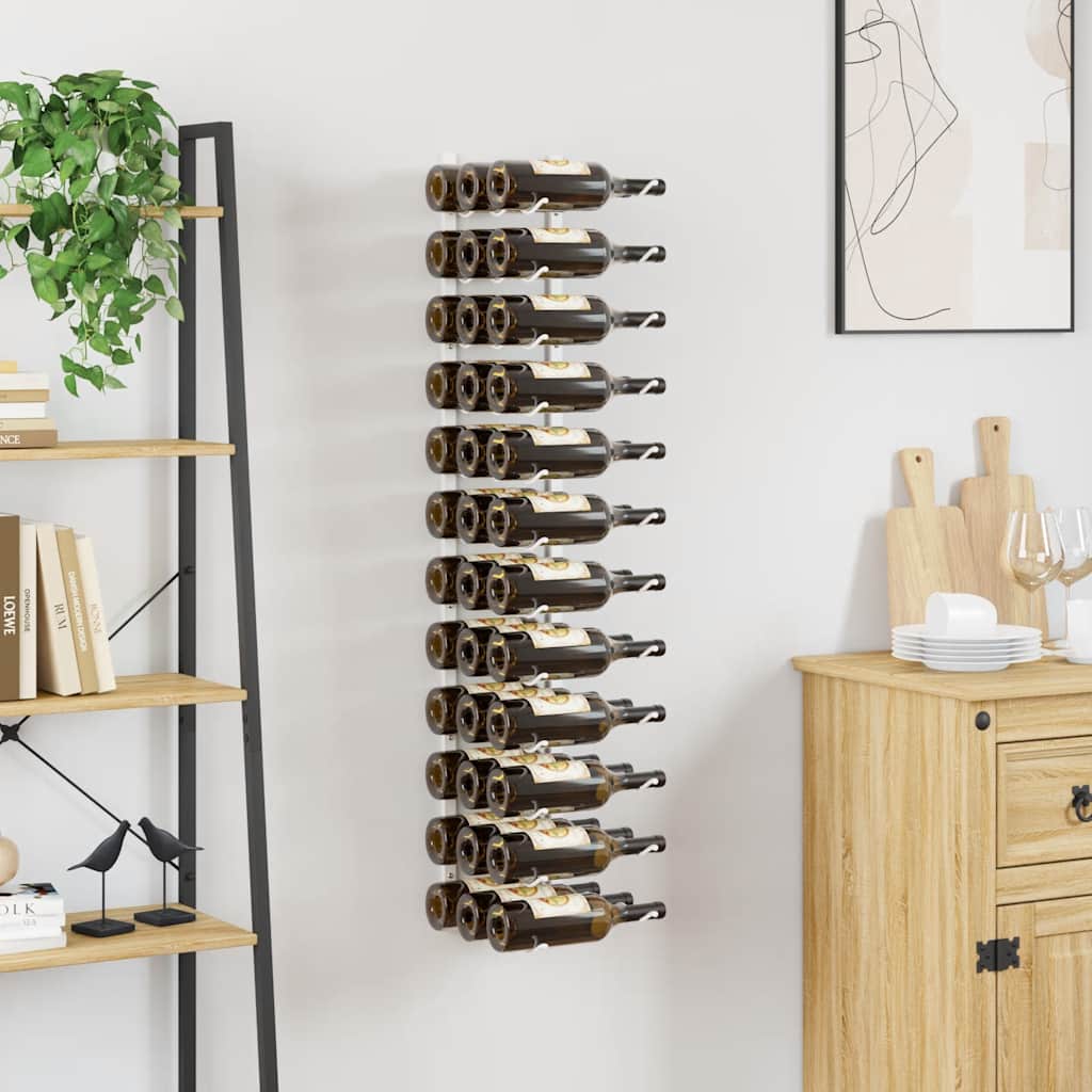 Wall Mounted Wine Rack for 36 Bottles White Iron