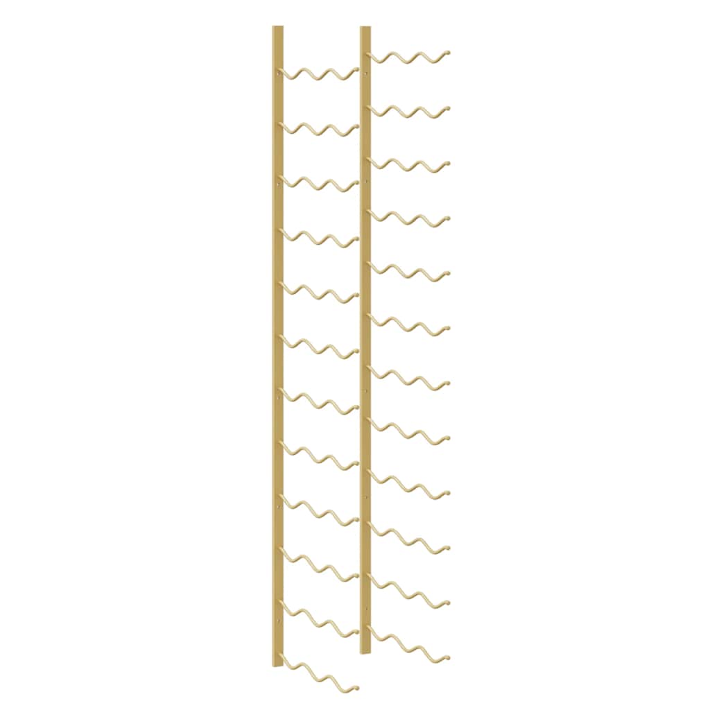 Wall Mounted Wine Rack for 36 Bottles 2 pcs Gold Iron