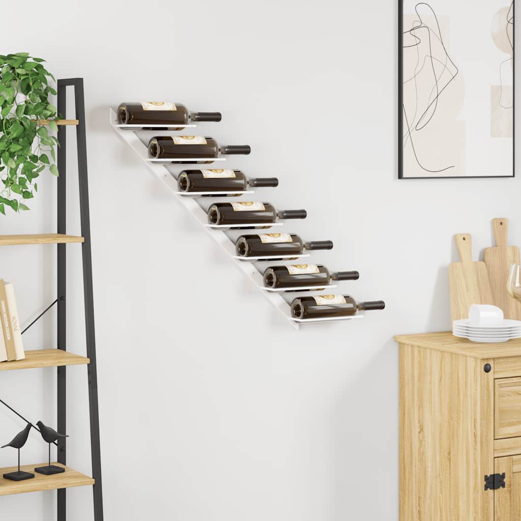 Wall-mounted Wine Rack for 7 Bottles White Metal