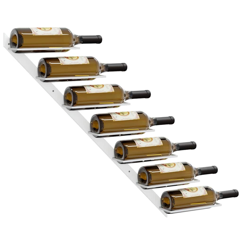 Wall-mounted Wine Rack for 7 Bottles White Metal