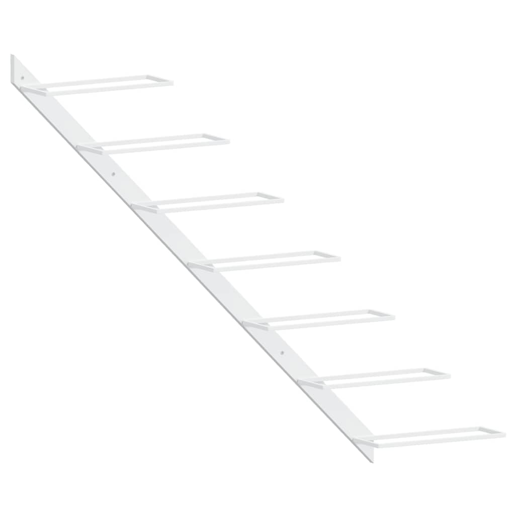 Wall-mounted Wine Rack for 7 Bottles 2 pcs White Metal