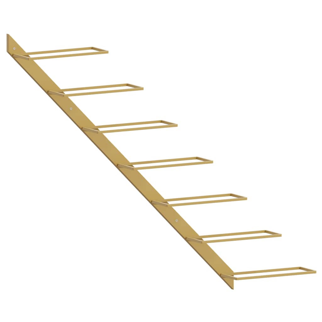 Wall-mounted Wine Rack for 7 Bottles 2 pcs Gold Metal