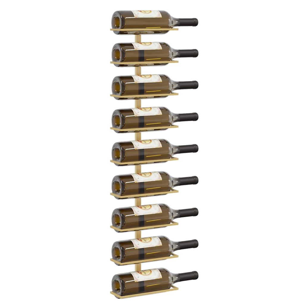 Wall-mounted Wine Rack for 9 Bottles 2 pcs Gold Iron