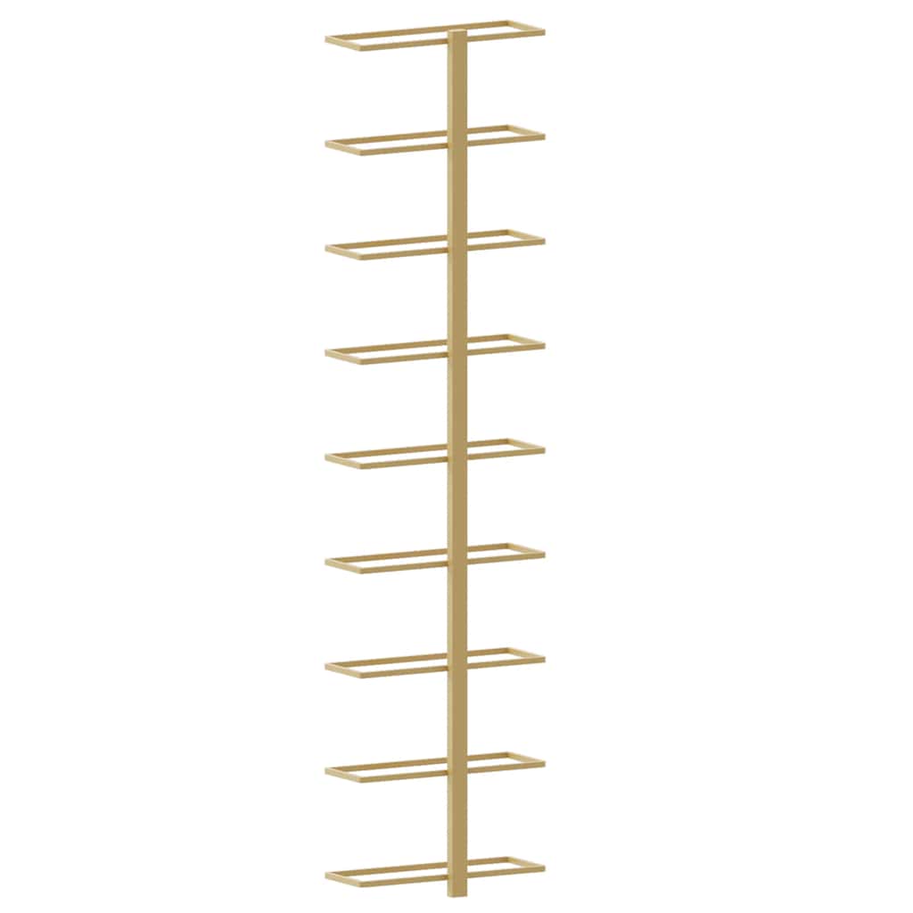 Wall-mounted Wine Rack for 9 Bottles 2 pcs Gold Iron