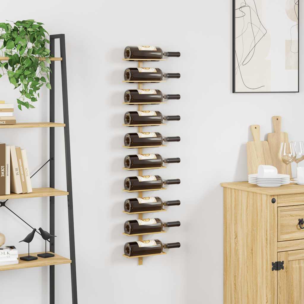 Wall-mounted Wine Rack for 10 Bottles Gold Metal