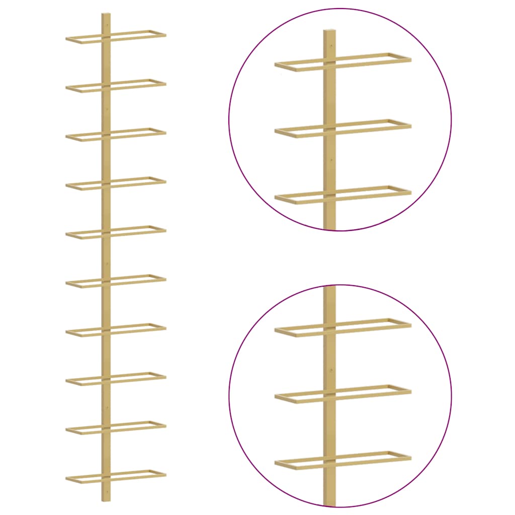 Wall-mounted Wine Rack for 10 Bottles Gold Metal
