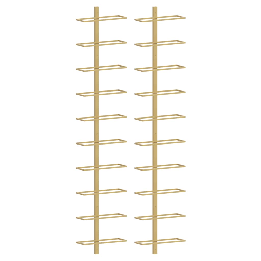 Wall-mounted Wine Rack for 10 Bottles 2 pcs Gold Metal