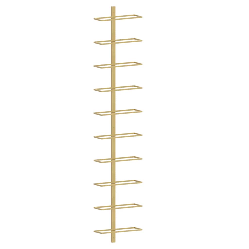 Wall-mounted Wine Rack for 10 Bottles 2 pcs Gold Metal
